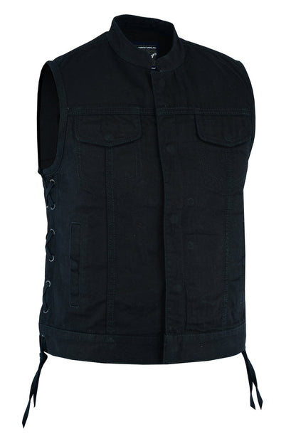 Women's Advance Side Laces Black Construction Denim Vest