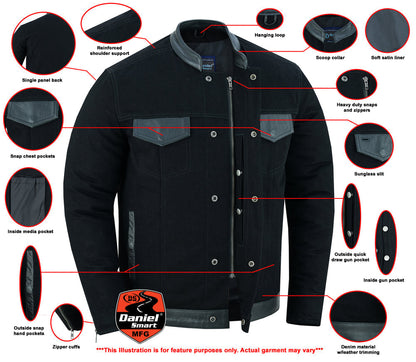 Men’s Full Cut Leather Denim Shirt