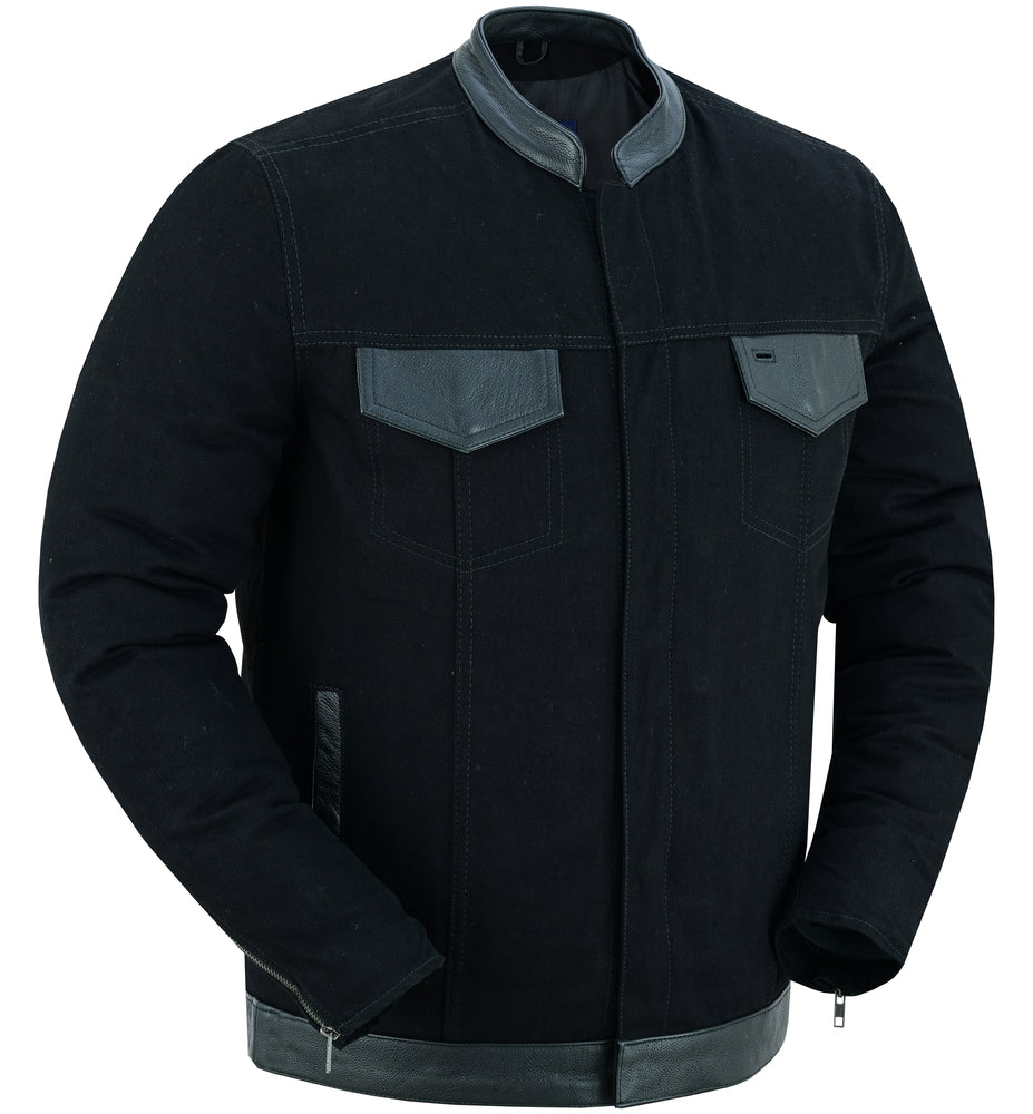 Men’s Full Cut Leather Denim Shirt