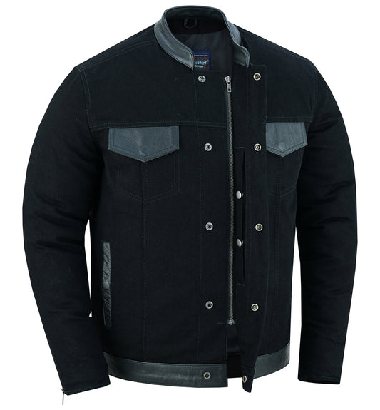 Men’s Full Cut Leather Denim Shirt