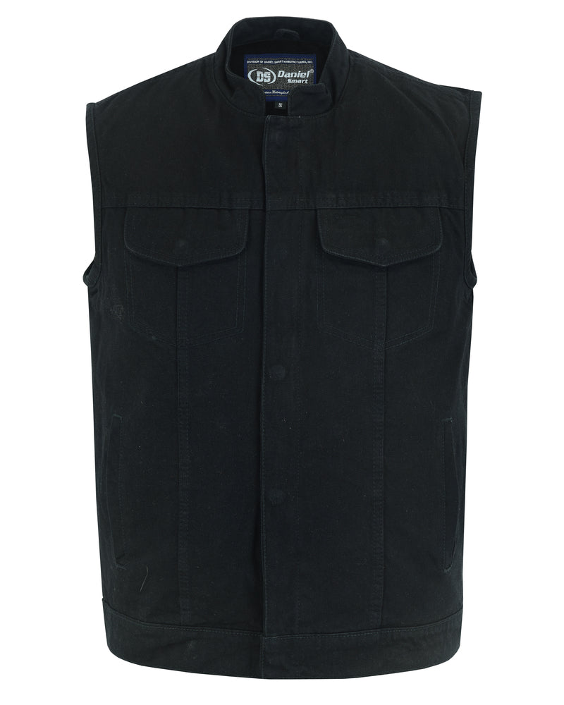 Men’s Denim Vest with Smart Snap Closure, Scoop Collar & Discreet Pockets