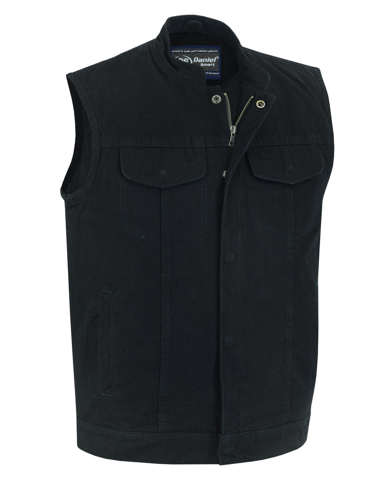 Men’s Denim Vest with Smart Snap Closure, Scoop Collar & Discreet Pockets