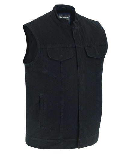 Men’s Denim Vest with Smart Snap Closure, Scoop Collar & Discreet Pockets