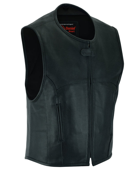 Men's Updated Perforated SWAT Team Style Leather Motorcycle Vest