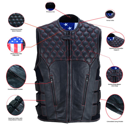 Patriot Wheels Men's Motorcycle Leather Vest