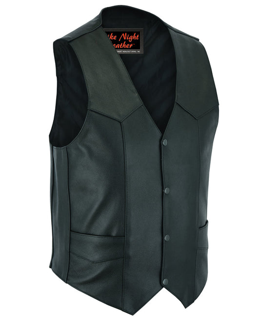 Men's Plain Side Economy Leather Motorcycle Vest