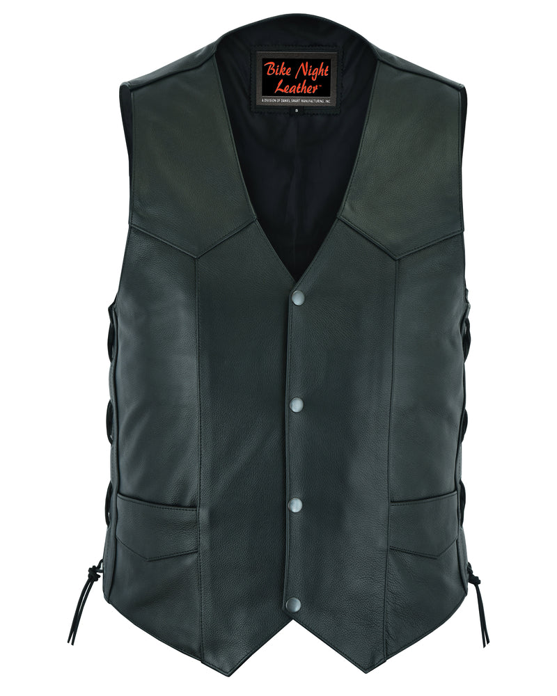 Men's Side Lace Economy Leather Motorcycle  Vest