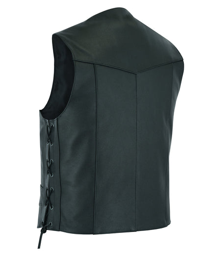 Men's Side Lace Economy Leather Motorcycle  Vest