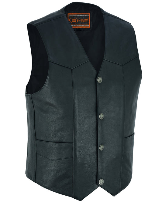 Advance Men's Buffalo Nickel Head Snap Leather Vest