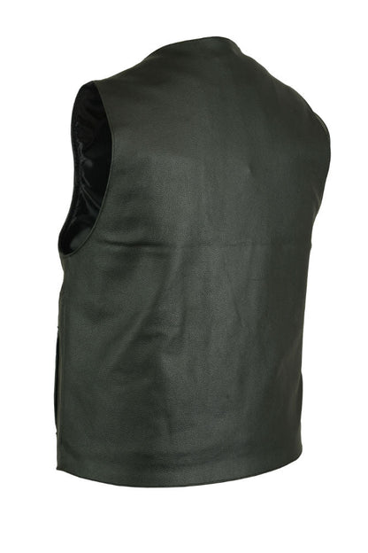 Men's Black Leather Concealed Carry Vest with Buffalo Nickel Snaps