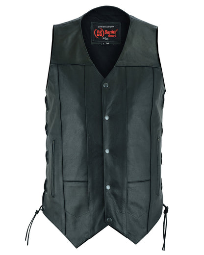 Men's Ten Pocket Utility Leather Vest - TALL