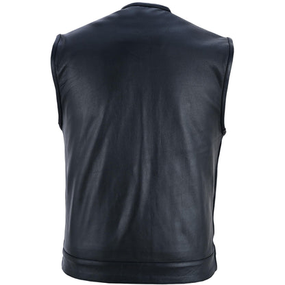 Men’s Black Milled Leather Concealed Vest