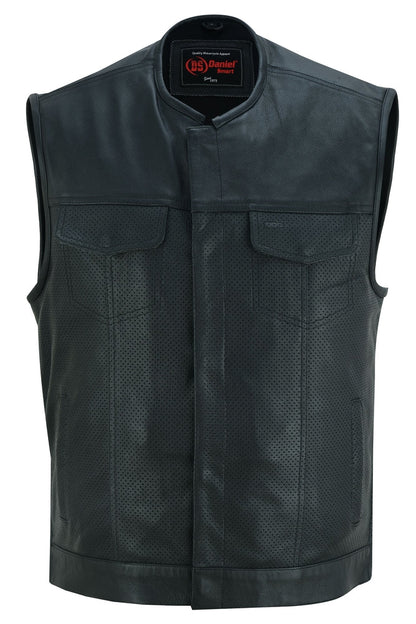 Men's Premium Black Perforated Collarless Concealed Carry Vest