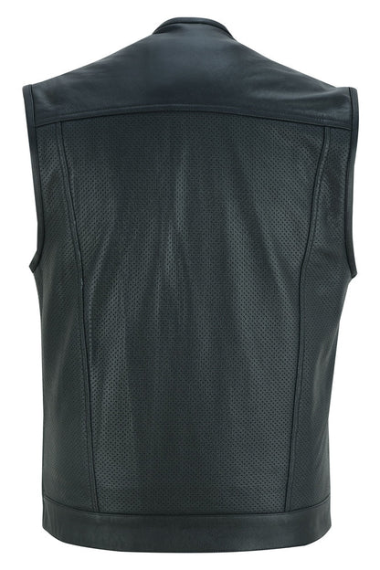 Men's Premium Black Perforated Collarless Concealed Carry Vest