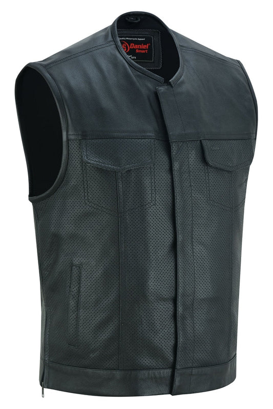 Men's Premium Black Perforated Collarless Concealed Carry Vest