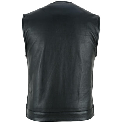 Upgraded Style  Mens Leather Motorcycle Vest with Smart Access Pockets