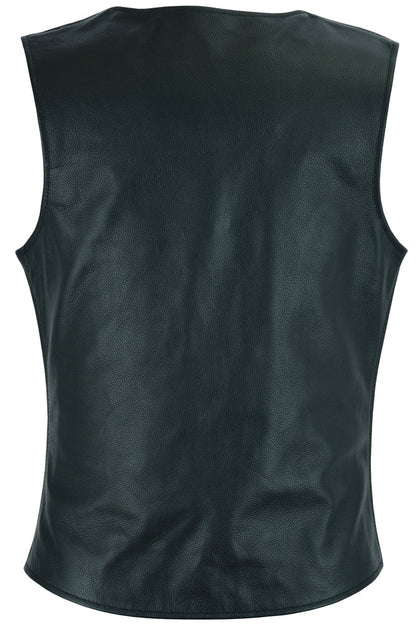 Women's Stylish Longer Body 3/4 Leather Vest - Plain Sides