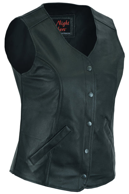 Women's Stylish Longer Body 3/4 Leather Vest - Plain Sides