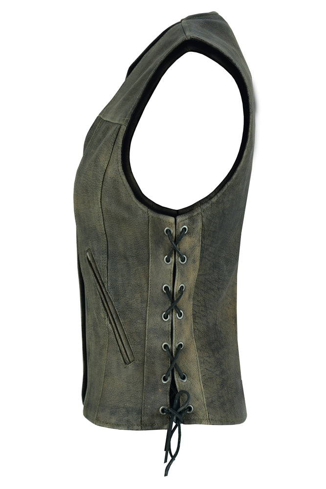 Women's Antique Brown Single Back Panel Vest with Smart Access Pocket