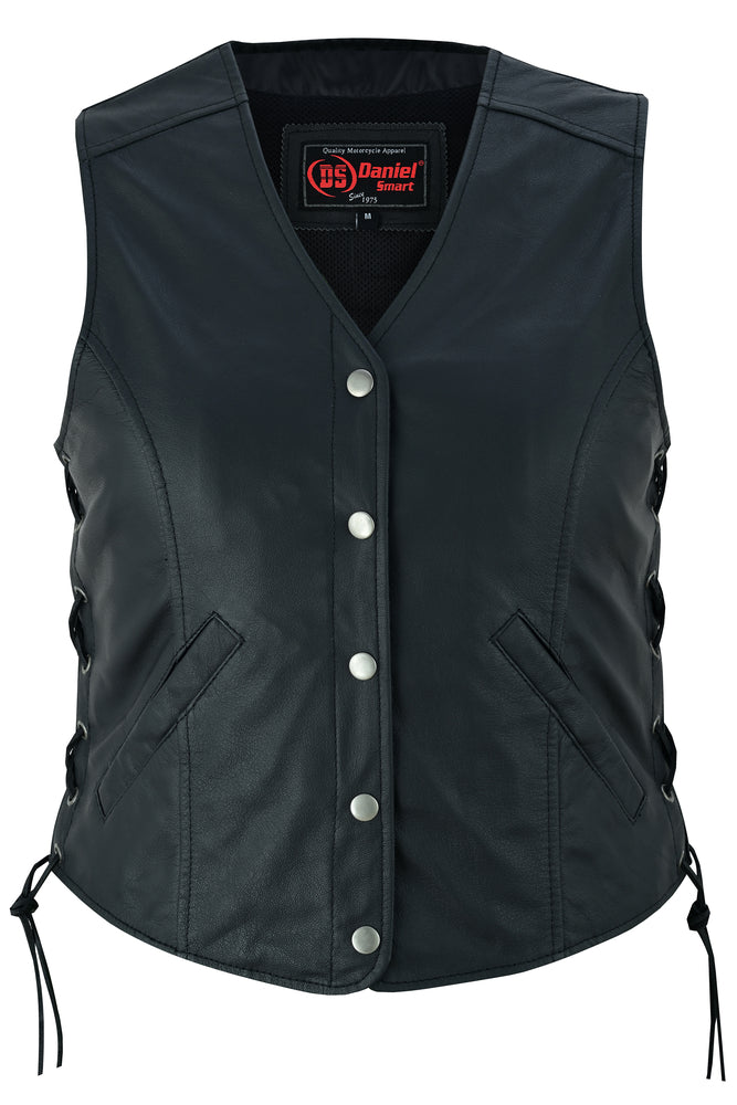 Women's Light Weight Open Neck Leather Vest