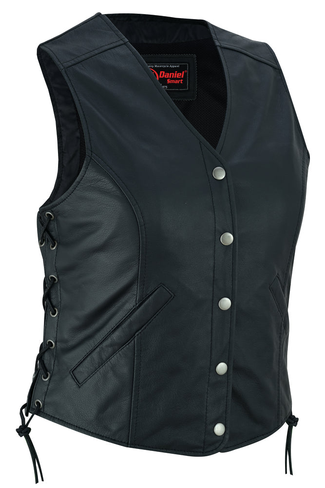 Women's Light Weight Open Neck Leather Vest