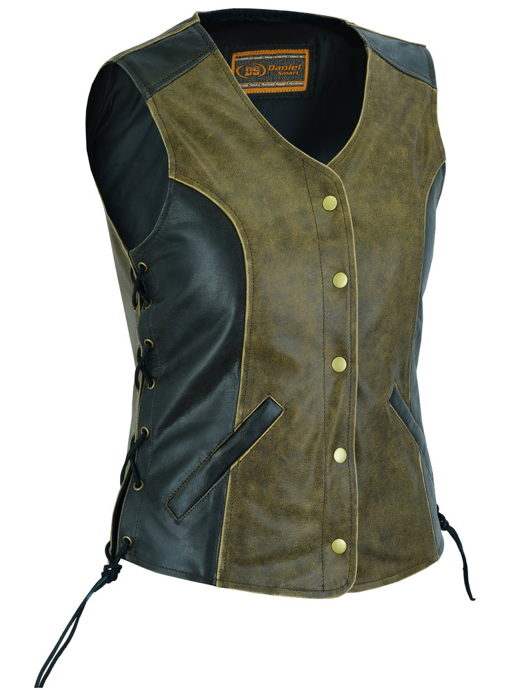 Women's Stylish Longer Body ¾ Lest Vest - Side Laces - Two Tone