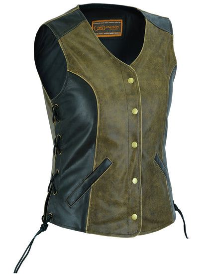 Women's Stylish Longer Body ¾ Lest Vest - Side Laces - Two Tone