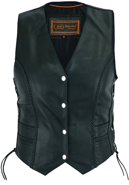 Women's Braided Leather Vest