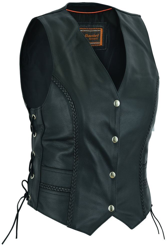 Women's Braided Leather Vest