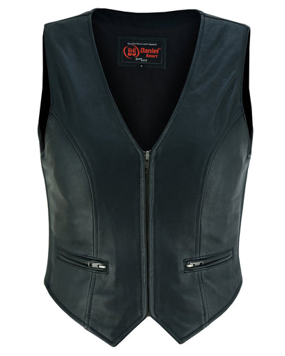 Women's Stylish Lightweight Zipper Front Leather Vest