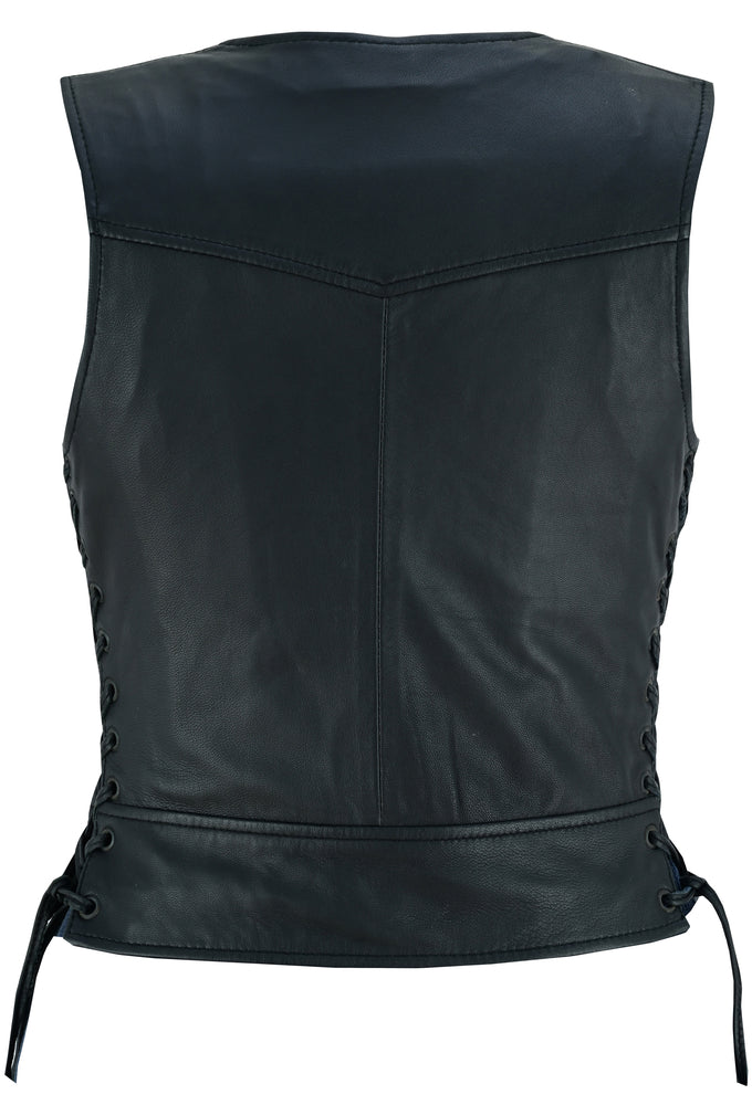 Women's Lightweight Leather Vest with Rivets Detailing