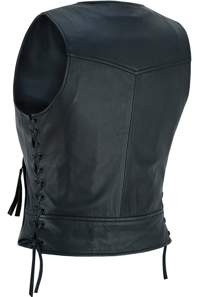 Women's Lightweight Leather Vest with Rivets Detailing