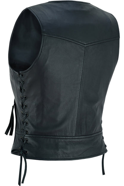 Women's Lightweight Leather Vest with Rivets Detailing