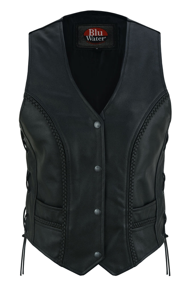 Women's Premium Braided Leather Vest