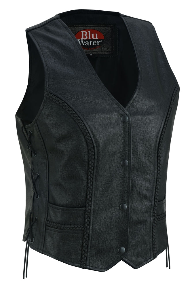 Women's Premium Braided Leather Vest