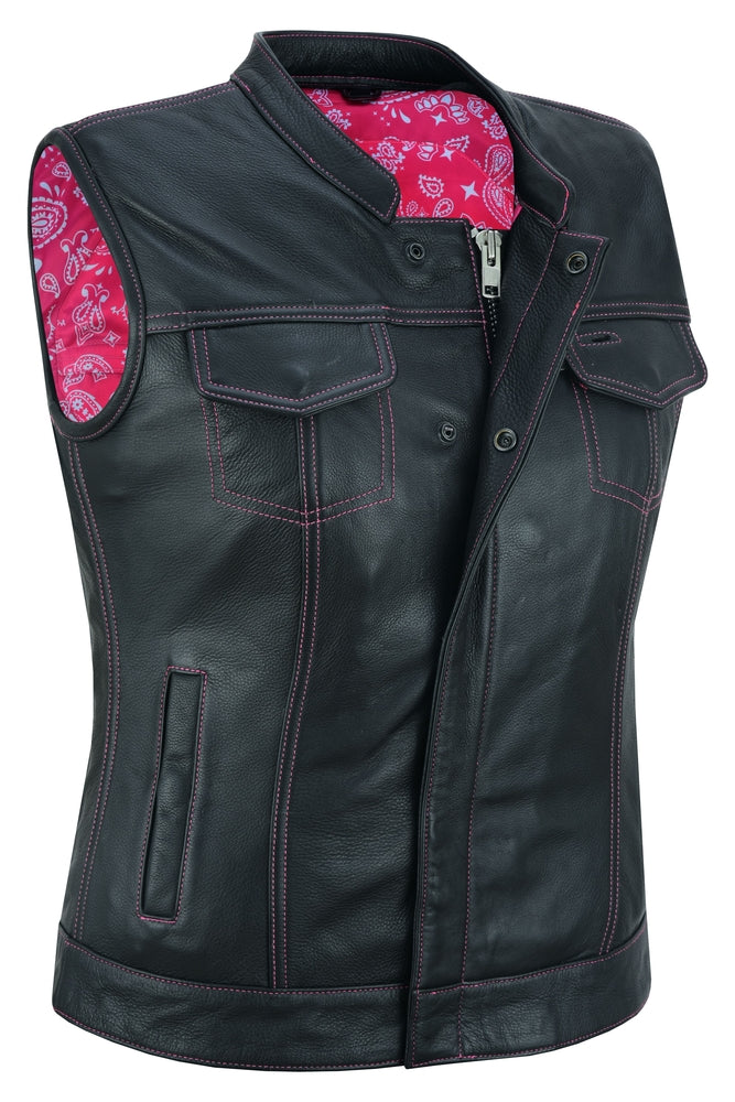 Violet Pink Women's Leather Vest