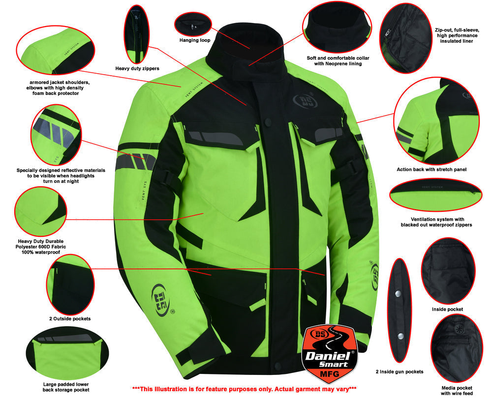 Hi-Vis Armored Textile – Men’s Waterproof Touring Jacket