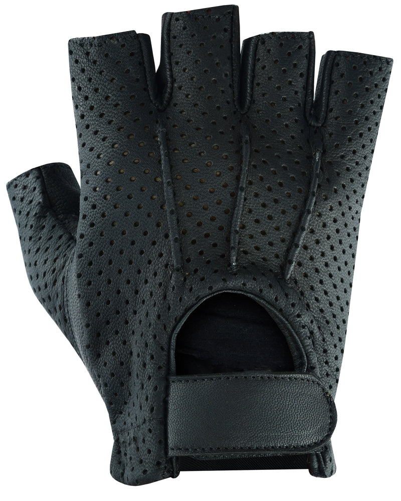 Women's Tough Perforated Leather Fingerless Gloves