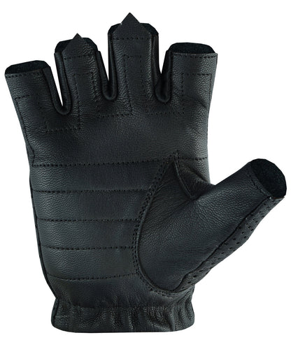 Women's Tough Perforated Leather Fingerless Gloves