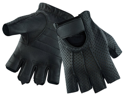 Women's Tough Perforated Leather Fingerless Gloves