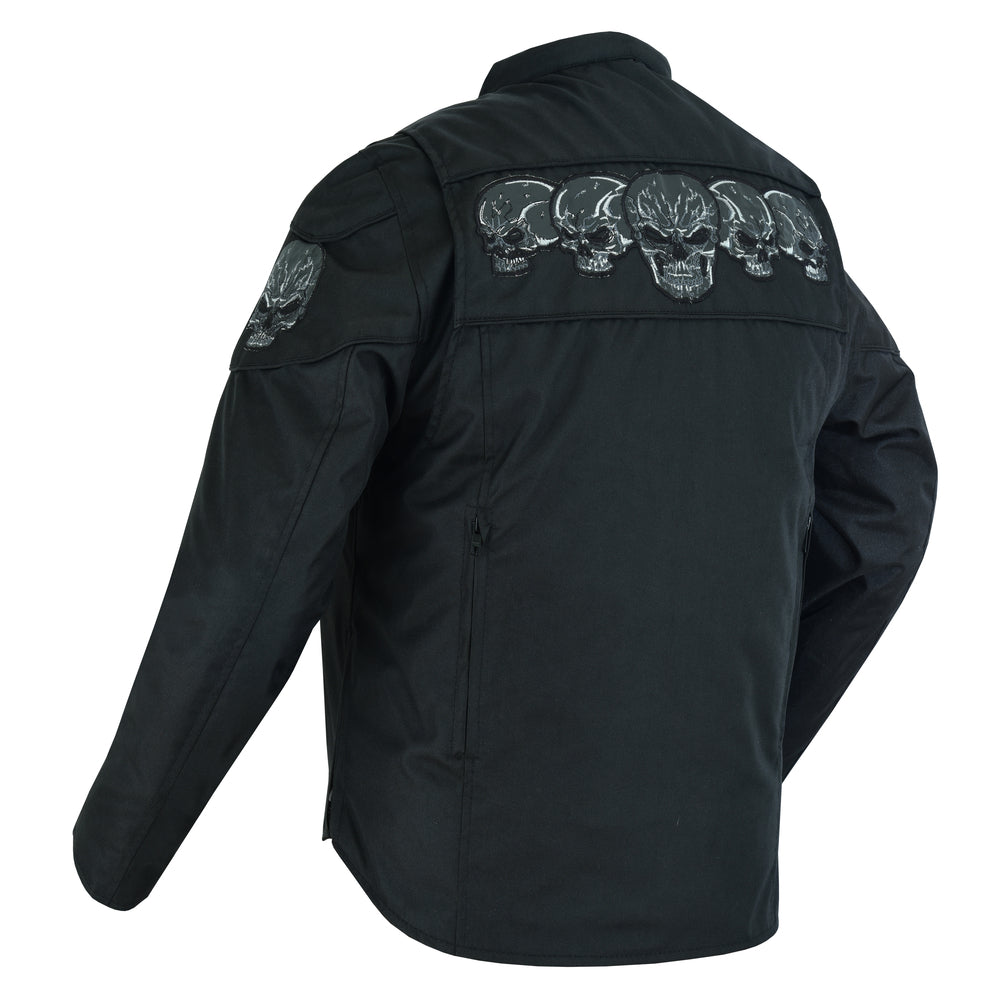 Men's Textile Scooter Style Jacket w/ Reflective Skulls