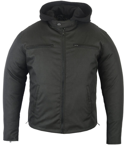 All-Season Men's Textile Cruiser Jacket with Removable Hood