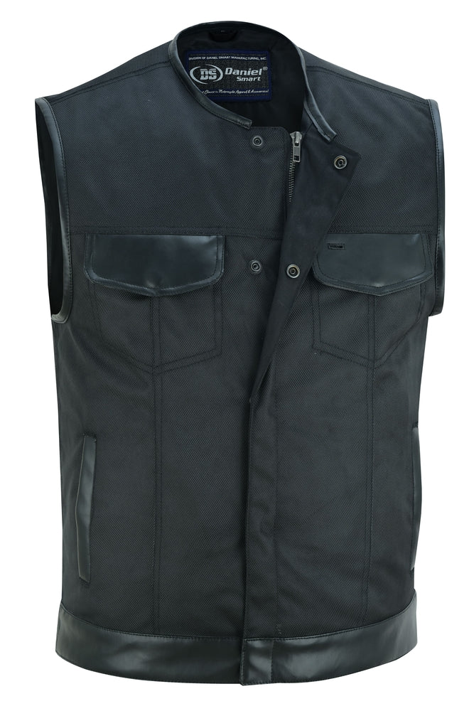 No Collar Utility Mens Textile Vest