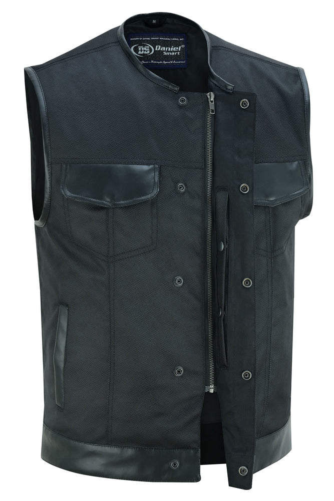 No Collar Utility Mens Textile Vest