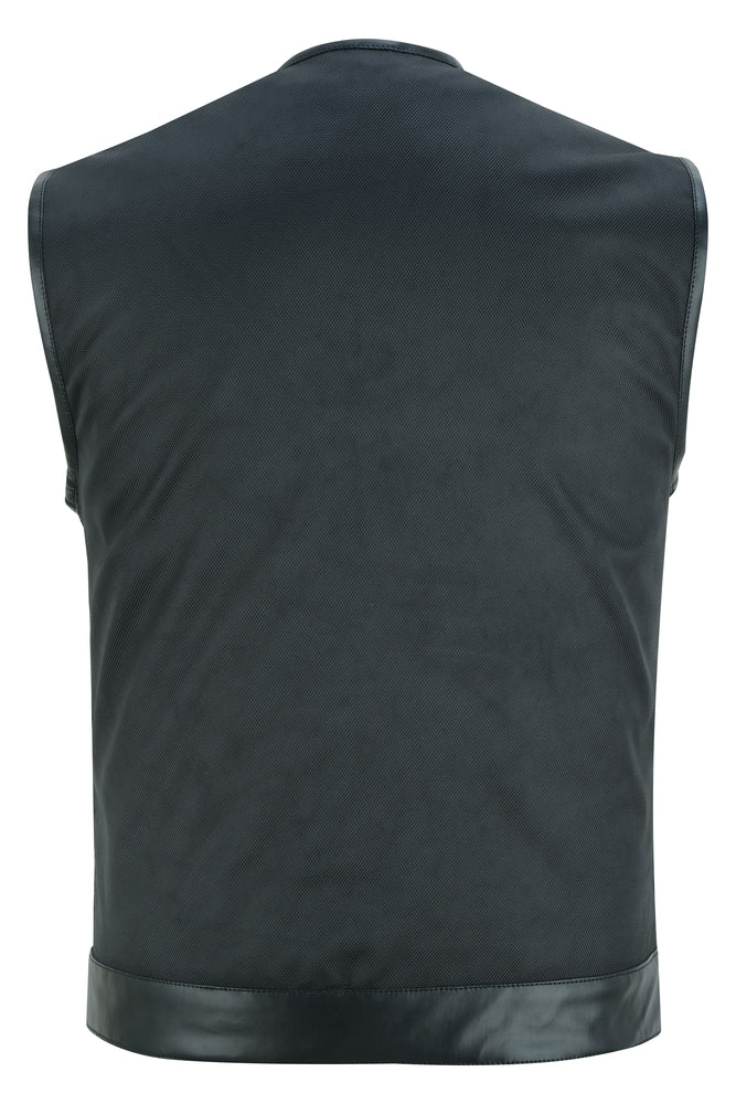 No Collar Utility Mens Textile Vest