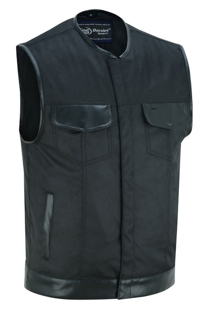 No Collar Utility Mens Textile Vest