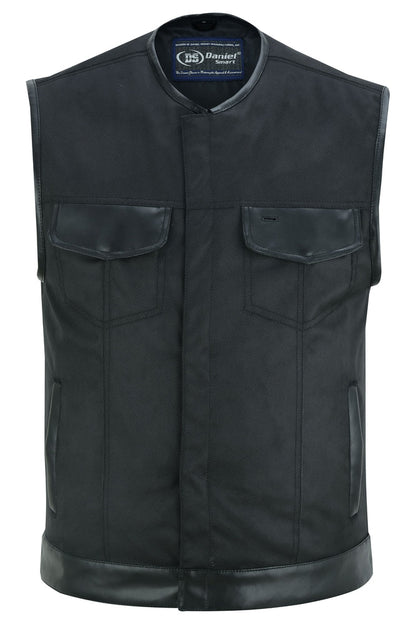 No Collar Utility Mens Textile Vest