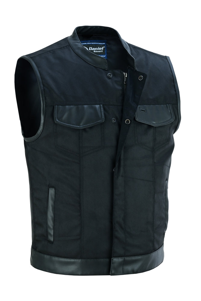 Scoop Collar Utility Mens Textile Vest