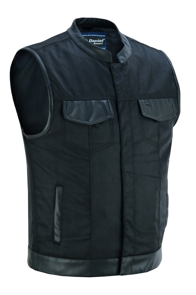 Scoop Collar Utility Mens Textile Vest