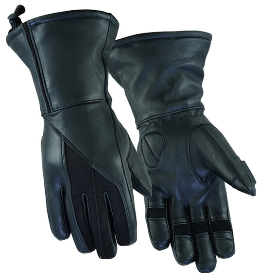 Women's Black Deer Skin Leather Insulated Cruiser Gloves –  Adjustable Strap